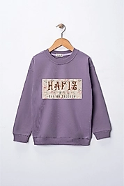 Kız Çocuk "Hafız" Baskılı Pamuklu Sweat