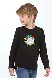 Erkek Çocuk Uzun Kollu Bisiklet Yaka "Hoşgeldin Ramazan" Baskılı Tişört Mevsimlik Pamuklu