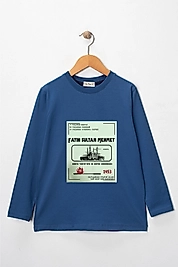 Erkek Çocuk Uzun Kollu Bisiklet Yaka "Fatih Sultan Mehmet" Padişah Baskılı Tişört Mevsimlik Pamuklu