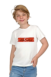 Erkek Çocuk Kısa Kollu Bisiklet Yaka "Türkiye, Milli Takım" Baskılı Tişört Mevsimlik Pamuklu