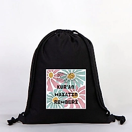"Kuran Hayatın Rehberi"   Baskılı Ham Bez Sırt Çantası %100 Pamuk Krem