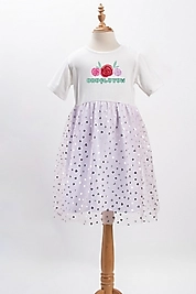 Kız Çocuk Tüllü "Oruçluyum" Baskılı Elbise