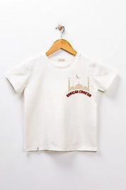 Erkek Çocuk Kısa Kollu Bisiklet Yaka "Ramazan Cihad dır" Baskılı Tişört Mevsimlik Pamuklu