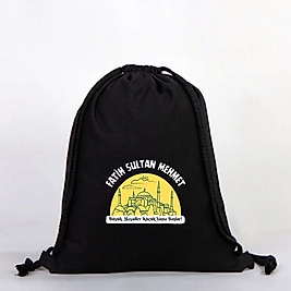 "Fatih Sultan Mehmet"   Baskılı Ham Bez Sırt Çantası %100 Pamuk