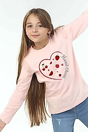 Kız Çocuk Uzun Kollu Bisiklet Yaka "Hamd Olsun"  Baskılı Tişört Mevsimlik Pamuklu