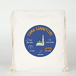 "Cuma Sünnetleri" Baskılı Ham Bez Sırt Çantası %100 Pamuk