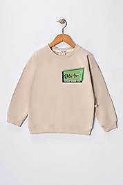 Çocuk "Gazze" Baskılı Pamuklu Sweat