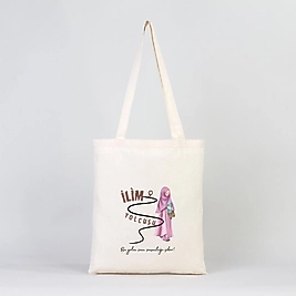 "İlim Yolcusu" Baskılı Omuz Çantası Gabardin Kumaş