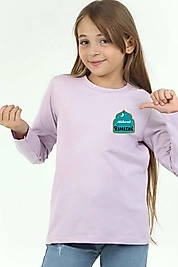 Kız Çocuk Uzun Kollu "Mübarek Ramazan" Baskılı Tshirt