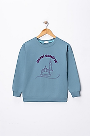 Kız Çocuk  "Haydi Camiye"   Baskılı Pamuklu Sweat
