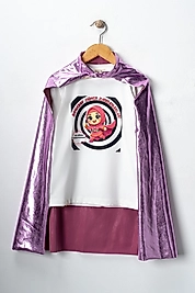 Kız Çocuk Uzun Kollu Bisiklet Yaka "Ramazan Süper Kahramanları Yardımsever" Baskılı Tişört Mevsimlik Pamuklu