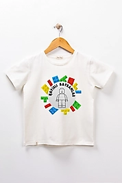 Erkek Çocuk Kısa Kollu Bisiklet Yaka "Hayırlı Bayramlar" Baskılı Tişört Mevsimlik Pamuklu