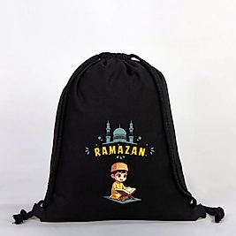 "Ramazan" Baskılı Ham Bez Sırt Çantası %100 Pamuk Erkek Çocuk
