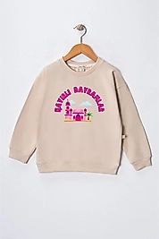 Kız Çocuk   "Hayırlı Bayramlar"   Baskılı Pamuklu Sweat
