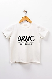 Yetişkin Kısa Kollu Bisiklet Yaka "Oruç" Baskılı Tişört Mevsimlik Pamuklu