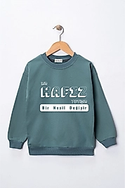 Çocuk "Bir Hafız Yetişir Bir Nesil Değişir" Baskılı Pamuklu Sweat