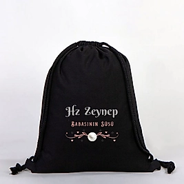 "Hz Zeynep"  Baskılı Ham Bez Sırt Çantası %100 Pamuk
