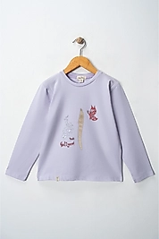 Kız Çocuk Uzun Kollu Bisiklet Yaka "Elif Nesli Geliyor"  Baskılı Tişört Mevsimlik Pamuklu