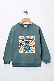 Erkek Çocuk "Ramazan Süper Kahramanları Sabırlı" Baskılı Pamuklu Sweat