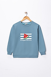 Çocuk "Özgür Filistin" Baskılı Pamuklu Sweat