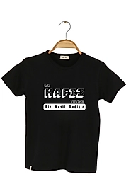 Yetişkin Kısa Kollu Bisiklet Yaka "Bir Hafız Yetişir Bir Nesil Yetişir" Baskılı Tişört Mevsimlik Pamuklu