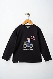 Yetişkin Uzun Kollu Bisiklet Yaka "Başörtümle Mutluyum"  Baskılı Tişört Mevsimlik Pamuklu