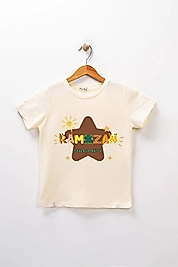 Kız Çocuk Kısa Kollu Bisiklet Yaka "Ramazan Paylaşmaktır" Baskılı Tişört Mevsimlik Pamuklu