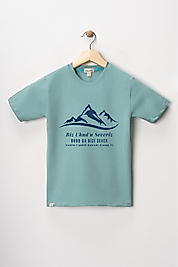 Erkek Çocuk Kısa Kollu Bisiklet Yaka "Uhud"  Baskılı Tişört Mevsimlik Pamuklu