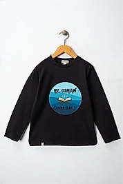 Yetişkin Uzun Kollu Bisiklet Yaka "Hz Osman"  Baskılı Tişört Mevsimlik Pamuklu