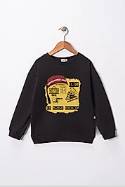 Erkek Çocuk "Abdülhamid Han" Baskılı Pamuklu Sweat