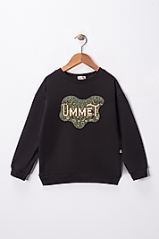 Çocuk "Ümmet" Baskılı Pamuklu Sweat