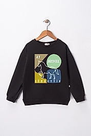 Erkek Çocuk "At Binmek Sünnettir" Baskılı Pamuklu Sweat