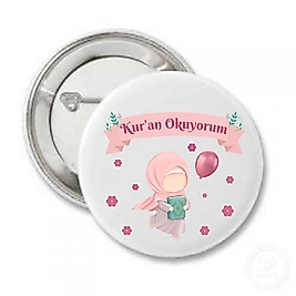 Rozet "Kuran Okuyorum"  Baskılı