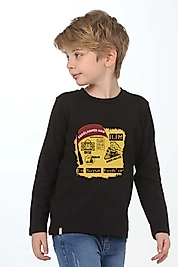 Erkek Çocuk Uzun Kollu Bisiklet Yaka "Abdülhamid Han"  Baskılı Tişört Mevsimlik Pamuklu