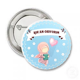 Rozet "Kuran Okuyorum"  Baskılı