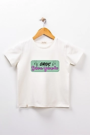 Yetişkin Kısa Kollu Bisiklet Yaka "Oruç Sabrın Yarısıdır" Baskılı Tişört Mevsimlik Pamuklu