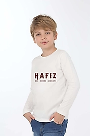 Erkek Çocuk Uzun Kollu Bisiklet Yaka "Hafız"  Baskılı Tişört Mevsimlik Pamuklu