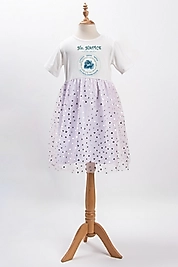 Kız Çocuk Tüllü "Hz Hatice" Baskılı Elbise