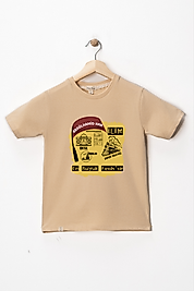 Erkek Çocuk Kısa Kollu Bisiklet Yaka "Abdülhamid Han" Baskılı Tişört Mevsimlik Pamuklu