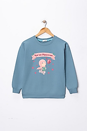 Kız Çocuk "Kuran Okuyorum" Baskılı Pamuklu Sweat
