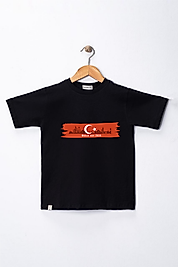 Erkek Çocuk Kısa Kollu Bisiklet Yaka "Türkiye, Milli Takım" Baskılı Tişört Mevsimlik Pamuklu