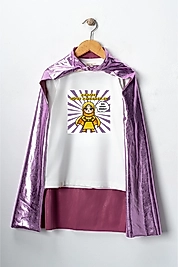 Kız Çocuk Uzun Kollu Bisiklet Yaka "Ramazan Süper Kahramanları Dürüst" Baskılı Tişört Mevsimlik Pamuklu