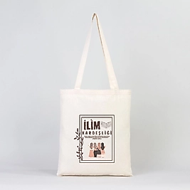 "İlim Kardeşliği" Baskılı Omuz Çantası Gabardin Kumaş