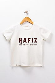 Erkek Çocuk Kısa Kollu Bisiklet Yaka "Hafız" Baskılı Tişört Mevsimlik Pamuklu