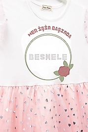 Kız Çocuk Tüllü "Her İşin Başı Besmele" Baskılı Elbise