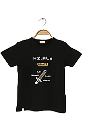 Yetişkin Kısa Kollu Bisiklet Yaka "Hz Ali" Baskılı Tişört Mevsimlik Pamuklu