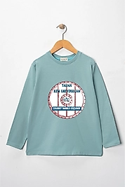 Erkek Çocuk Uzun Kollu Bisiklet Yaka "Talha Bin Ubeydullah"  Baskılı Tişört Mevsimlik Pamuklu