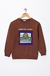 Çocuk "Kubbetüs Sahra" Baskılı Pamuklu Sweat