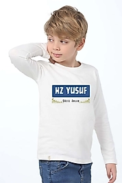 Erkek Çocuk Uzun Kollu Bisiklet Yaka "Hz Yusuf" Baskılı Tişört Mevsimlik Pamuklu