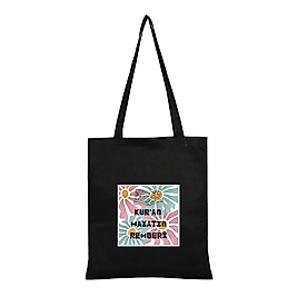 "Kuran Hayatın Rehberi" Baskılı Omuz Çantası Gabardin Kumaş